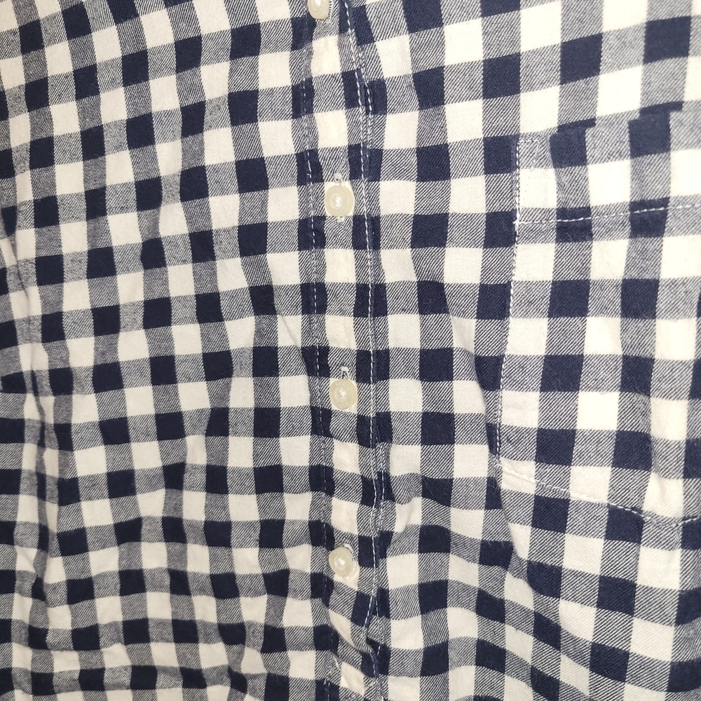 Tommy Hilfiger Woman's Collared Blue and White Plaid Blouse Cotton - Picture 4 of 5